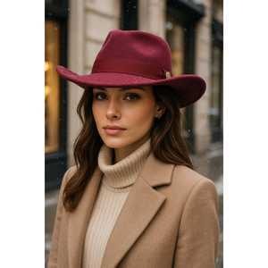 Chapeau Panama en Cachemire Noir en Suédine pour Femme SPK1149, Feutre de Laine Imprimé Motif Uni pour Voyage, Fête, Pêche, Décontracté, Extérieur - Product Image 6