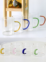 Haute poignée en borosilicate verre tasse à eau grande capacité résistant à la chaleur pour thé lait boissons jus café glacé usage domestique