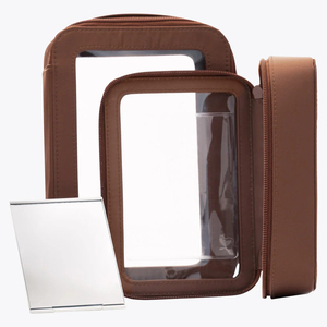 Ensemble de trousses de toilette portables en cuir PU, format compact, pour femmes, design personnalisé, vente en gros, certifié BSCI - Product Image 1