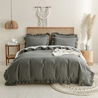 Ensemble de housse de couette à volants rustique 100% coton, 3 pièces, style Boho, avec fermeture éclair et attaches