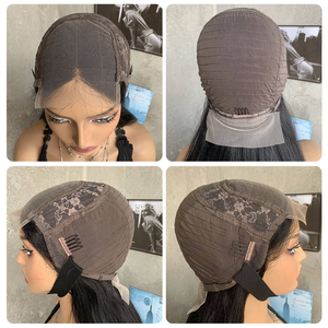 Perruque en cheveux humains de 22 pouces, 100% cheveux humains vietnamiens, fermeture en dentelle transparente HD 4*4, noir <span class=keywords><strong>naturel</strong></span>, <span class=keywords><strong>sans</strong></span> colle, pour femmes noires - Product Image 5