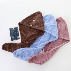 Toalla de Pelo de Felpa Coral Gruesa para Mujer, Super Absorbente, de Secado Rápido, Gorro de Ducha Térmico para Adultos, Venta al Por Mayor - Product Image 3