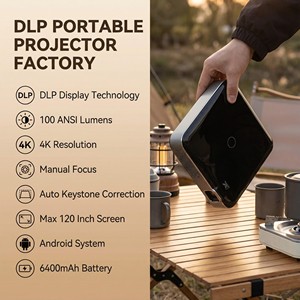 Smart Mini Portable 4K Android OS Proyector 2-3 horas Batería incorporada 10-120 pulgadas Soporte de idioma global Enchufe de EE. UU. - Product Image 1