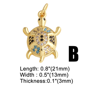 ASJEWELRY Breloque <span class=keywords><strong>tortue</strong></span> <span class=keywords><strong>porte</strong></span>-<span class=keywords><strong>bonheur</strong></span> en cristal turquoise pour bracelet, plaqué or cuivre, fournitures de fabrication de bijoux faits à la main chma564 - Product Image 5