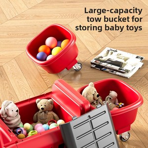 Voiture à roulettes 4 roues pour enfants <span class=keywords><strong>de</strong></span> 1 à 3 ans, jouet à pousser avec remorque <span class=keywords><strong>de</strong></span> rangement amovible - Product Image 4
