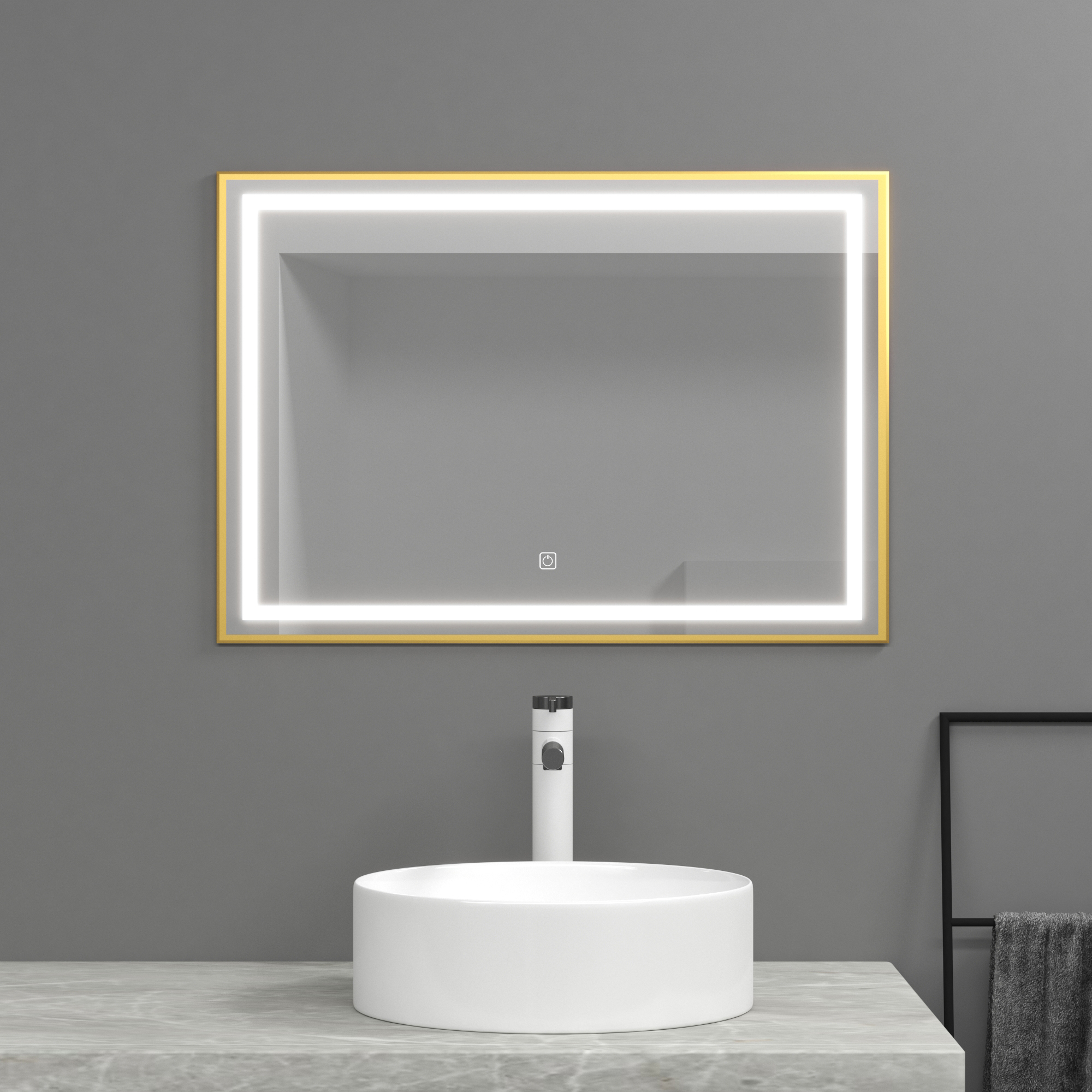 Lumière frontale 130*80cm avec cadre doré