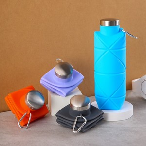 Botella de Agua Deportiva Plegable, Portátil, de Silicona de Grado Alimenticio, con Forma de Diamante, para Exteriores - Product Image 1