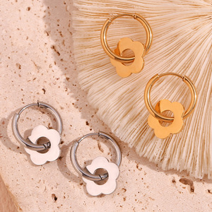 Summer Collection Boucles d'oreilles fleur géométrique en acier inoxydable plaqué or 18K pour dames Cadeau bijoux mode <span class=keywords><strong>E327</strong></span> - Product Image 4