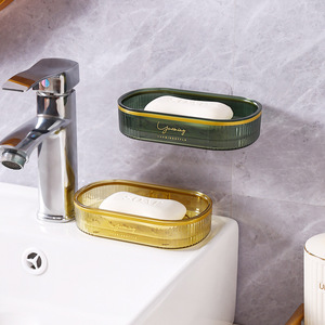 Time Machine Soap Dish Oval Plastic Self <b>Drain</b> Wall Mounted Luxury Gold Home Use - Product Image 1