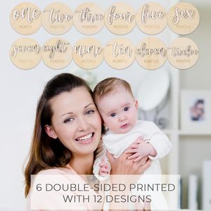 Círculos de madera Milestone para marcar los meses de bebés recién nacidos, tarjetas de hitos, marcadores de meses, discos para niños y niñas. - Product Image 3