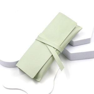 תיק משקפיים פו ירוק עור עם סגירת חגורה - Product Image 2