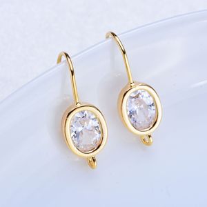 우아한 13*31MM 라운드 지르콘 스터드 귀걸이 액세서리 금도금 후크 귀걸이 고리 구성 요소 보석 만들기 - Product Image 1