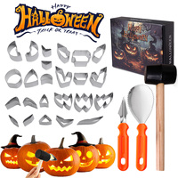 27-delige pompoen snijgereedschapset, niet-toxisch, keukenhulpmiddelen, Halloween, kind, doe-het-zelf, roestvrij staal, fruit- en groentegereedschap