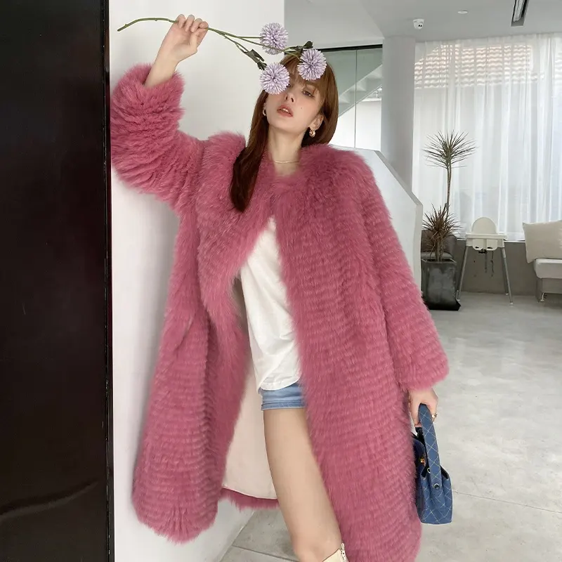 2022 Wholesale New Fashion Ladies Winter Fur Coats Women Long Real Fur Jacket With High Quality Fox Fur Female Clothing
