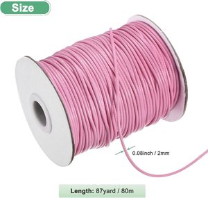 Cordón de Algodón Encerado Trenzado de 2 mm, 80 Metros, Hilo de Algodón Encerado para Etiquetas de Ropa, Manualidades y Bricolaje - Product Image 2