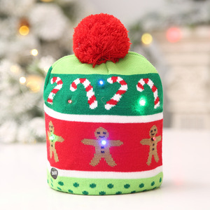 Pour <span class=keywords><strong>Amazon</strong></span> Hot Selling LED Christmas Hat Beanie Warm Holiday Knotting Beanie pour la saison des fêtes - Product Image 3