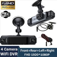 Caméra embarquée 4 canaux 360 degrés pour voitures, WIFI APP, DVR de voiture 1080P, 4 objectifs, enregistreur vidéo, caméra de recul, boîte noire