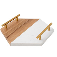Plateau de service et sous-plats en marbre moderne de luxe, forme hexagonale, épaisseur 1,3 cm, pour bijoux, desserts, décoration de la maison