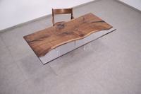 Meubles de cuisine MORE DESIGN, prix d'usine moderne, table à manger de restaurant en bois massif en noyer avec bordure brute