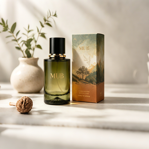 Flacon de parfum en verre de luxe de 55 ml à base épaisse, dégradé marron, avec bouchon noir et or, emballage et logo personnalisés - Product Image 6