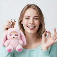 Haut-parleur Bluetooth en peluche lapin à longues oreilles, écran 2 pouces, porte-clés, mini haut-parleur sans fil portable 5W avec TF/Radio, cadeau de voyage