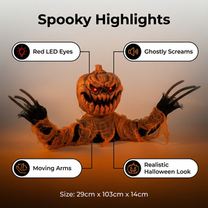 Animatronics Groundbreaker Ghost Head - Decoración <span class=keywords><strong>de</strong></span> Halloween para exteriores con cabeza <span class=keywords><strong>de</strong></span> calabaza animada y cara luminosa, <span class=keywords><strong>de</strong></span> plástico, para adultos - Product Image 1