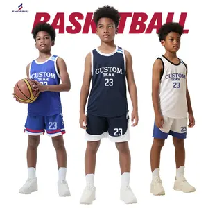 Wholesale Boys Cheap Basketball Uniform Set Custom High Quality Kid'S Basketball Shirt Breathable Children Basketball Jersey 615