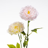 Bunga Peony Buatan dari Lateks Sentuhan Nyata Berkualitas Tinggi, Batang Tunggal Merah Putih, untuk Dekorasi Vas Dalam Ruangan Rumah.