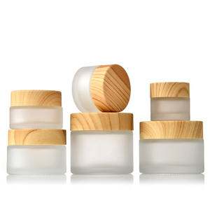 20ml-120ml Frosted Glass Cream Bottle with Wood Grain Lid and Screw Cap Includes <b>Reed</b> <b>Diffuser</b> - Product Image 1