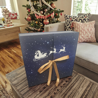 Boîte cadeau de luxe verte à double porte rigide avec logo personnalisé, tiroirs vides pour calendrier de l'avent de Noël
