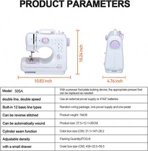 Máquina de Coser Portátil 505 Mini, Máquina de Coser Eléctrica Doméstica Multifuncional para Ropa de Niños - Product Image 3