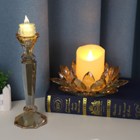 Großhandel Kristallglas Champagner Gold-Kerzenhalter für Hochzeit hochwertig Esszimmer Festival Party Dekoration