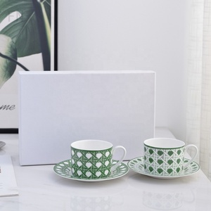 Wholesale European Style Luxury Bone China Double <b>Cup</b> <b>Saucer</b> for Afternoon <b>Tea</b> - Product Image 6