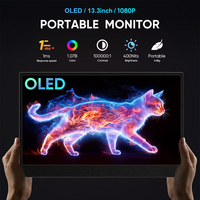 Monitor Portátil LED FHD de 13.3 Pulgadas Personalizado, Tiempo de Respuesta de 1ms, Panel IPS 100% DCI-P3, Altavoz Integrado, para Juegos Externos, Laptop, OEM