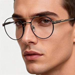 <span class=keywords><strong>Gafas</strong></span> de Montura Redonda Modernas para Hombre, Bisagra de Resorte, Color Azul, Dorado y Plateado, Círculo Metálico, Ligeras, Simples, para Computadora, Adultos, <span class=keywords><strong>Gafas</strong></span> Sólidas 2026 - Product Image 1