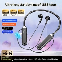 Nouveaux écouteurs sans fil semi intra-auriculaires, prêts pour le sport, avec ANC, style tour de cou, étanches, faible latence, affichage numérique, son profond