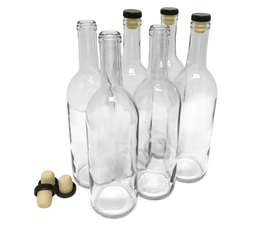 Glas Bordeaux Weinflasche 750ml Kork Aluminium verschluss mit flachem Boden