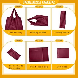 Sac fourre-tout en polyester réutilisable et écologique personnalisé, pliable, pour les courses et les fruits, avec ruban et poignée en corde - Product Image 5