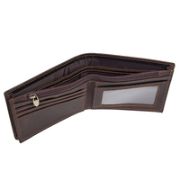 Dompet Kulit Asli Tipis Pendek Terbuka Vintage Unisex untuk Kartu Kredit dengan Kantong Koin