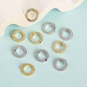 Hallazgos de llavero circular de diamantes de imitación Cierres de cristal chapados en oro y plata Decoración Fabricación de joyas Suministros para manualidades con estilo - Product Image 2