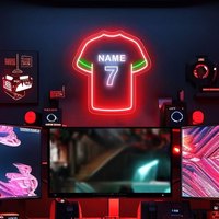 Lampu Neon LED Huruf Akrilik Logo Tim Sepak Bola Lampu Neon LED Custom Dekorasi Dinding Bar Pernikahan Pesta Ulang Tahun Lampu Neon