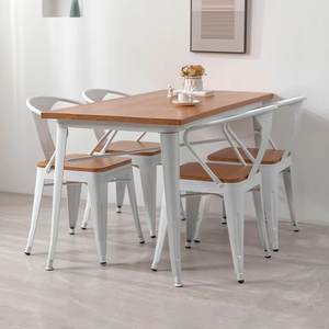 Mesa de Comedor Cuadrada de Metal y Hierro de Estilo Industrial Moderno con Tablero de Madera y Sillas Modernas para Restaurante, Hotel, Bar, Cafetería, <span class=keywords><strong>Bistro</strong></span> - Product Image 3