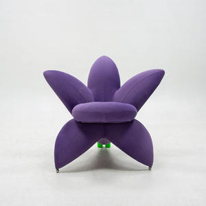 Lily Flower Design Modern Red Velvet Recliner Sofa for Living Room or Hotel <b>Balcony</b> Contemporary Accent Leisure Armchair - Product Image 2