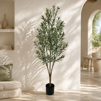 Arbre d'eucalyptus artificiel en soie de 1,5 m (5 pieds) à tronc multiple et feuilles longues, plante verte de luxe moderne pour la maison, le bureau, le hall d'hôtel