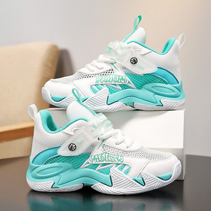Chaussures de basket-ball pour enfants, printemps-été, nouvelles baskets respirantes en mesh avec fermeture velcro, antidérapantes, résistantes à l'usure, pour garçons - Product Image 5
