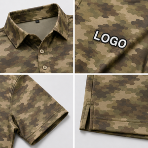 Custom Logo Camouflage Golf Polo <b>Shirts</b> for <b>Men</b> <b>Brown</b> Camo Print Short Sleeve Private Label OEM ODM Manufacturer - Product Image 4