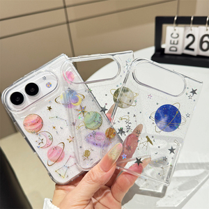 Étui de téléphone transparent en silicone époxy avec paillettes brillantes de luxe pour iPhone 18 Fold - Product Image 1