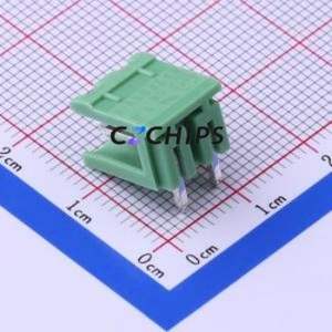 KF2EDGR-5.0-2P Plug-in Terminal Block Bent Lead Through Hole,P=5mm Connector Board-to-Board / Socket - Open 1x2P 5mm Green - Product Image 2