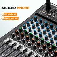 Console de mixage professionnelle XTUGA CT6/8 à 8 canaux en métal avec enregistrement USB, effets intégrés, égaliseur 3 bandes, Bluetooth, prise en charge du karaoké