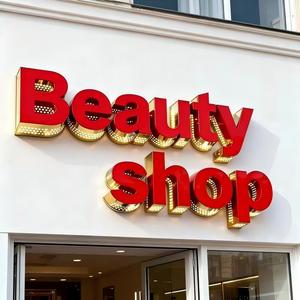 Letrero Luminoso LED para Exteriores, Espejo Dorado, Corte Láser, Logotipo Comercial para Pared, Metal Acrílico, Caja de Luz LED para Salón de Belleza, Barbería, Tienda - Product Image 6